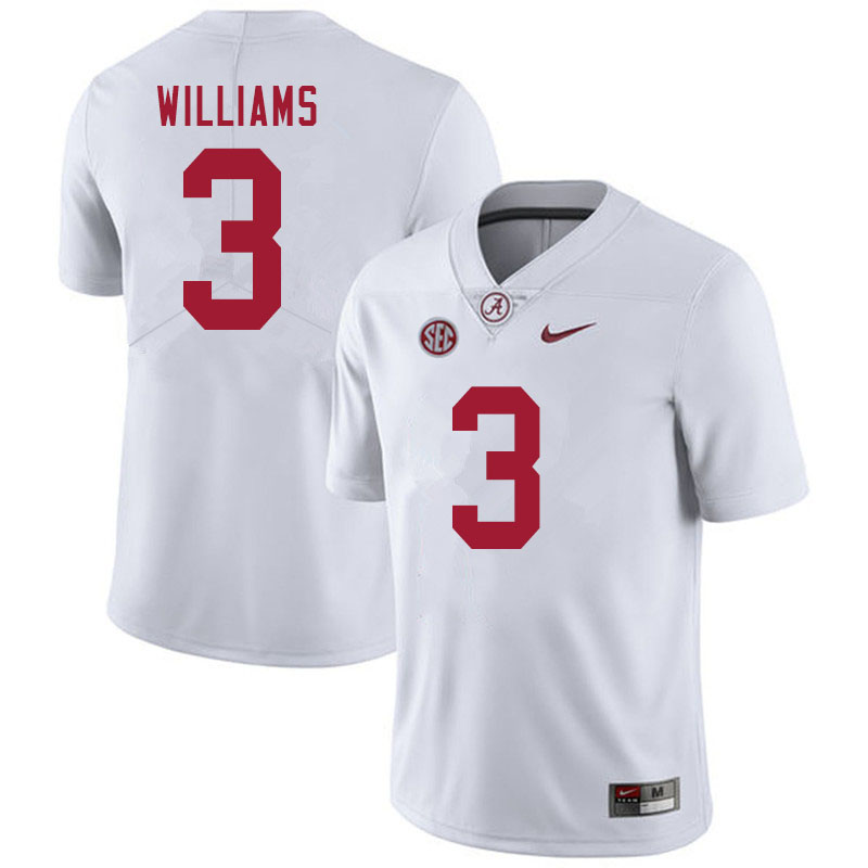 Alabama Crimson Tide Men's Xavier Williams #3 White NCAA Nike Authentic Stitched 2020 College Football Jersey UI16J34HU